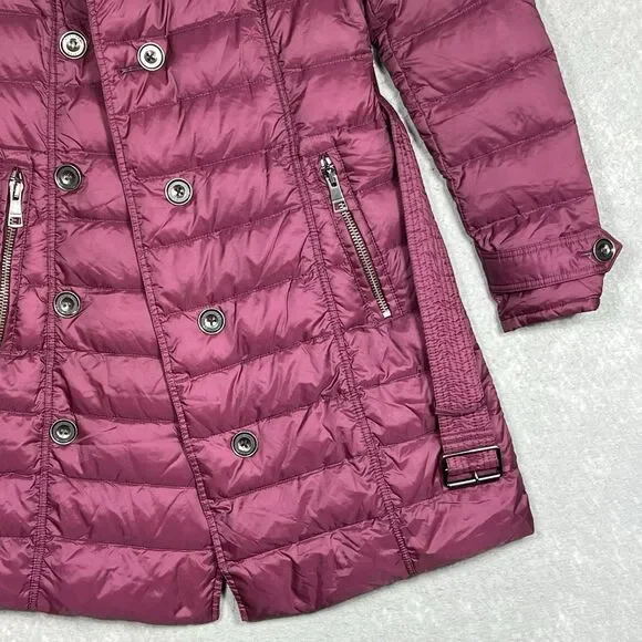 Burberry BRIT Double Breasted Parka Coat Puffer Down Hooded Belt Nova Check XS - Picture 6 of 15